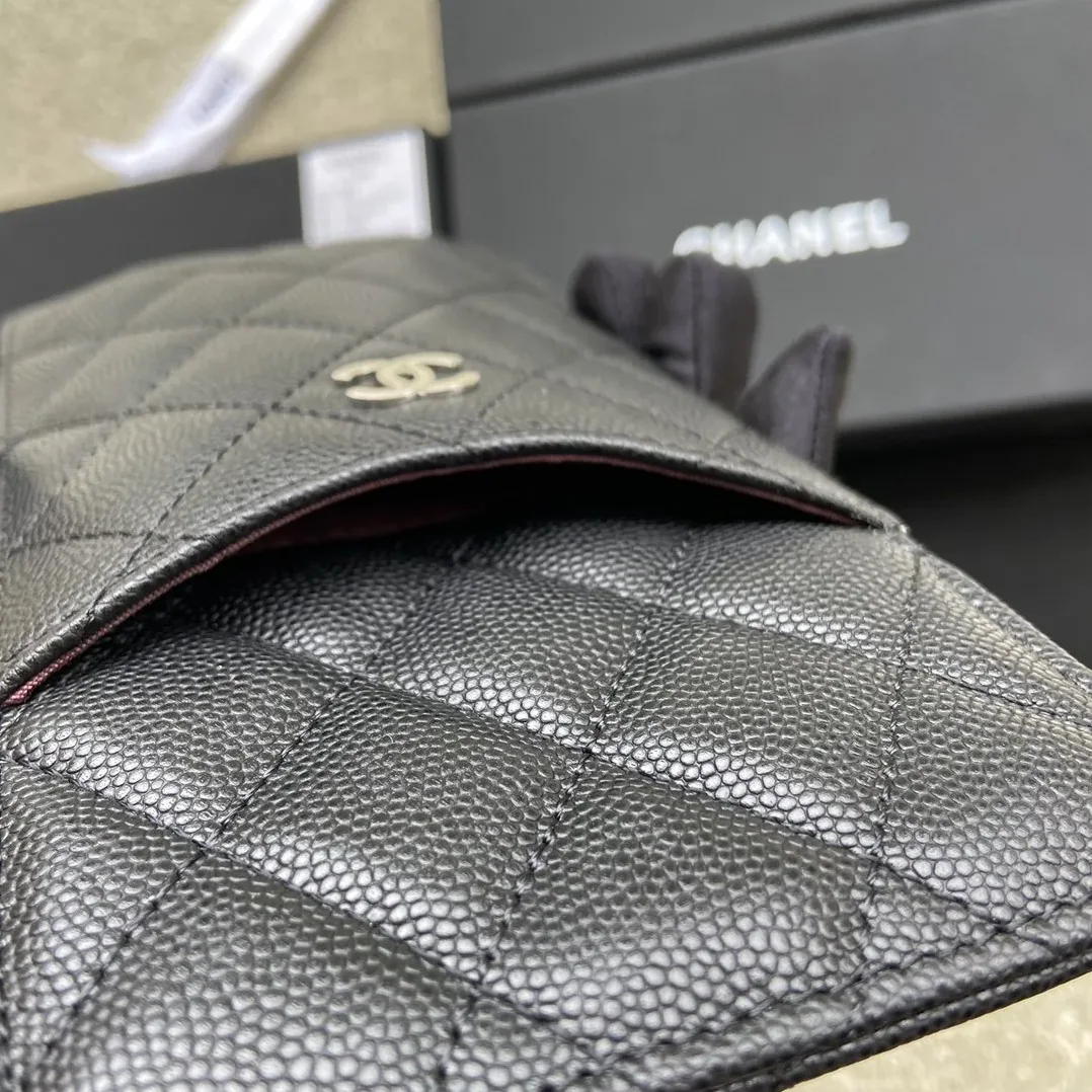 Chanel CO-CO Mini Pouch Wallet in Silver Hardware Black