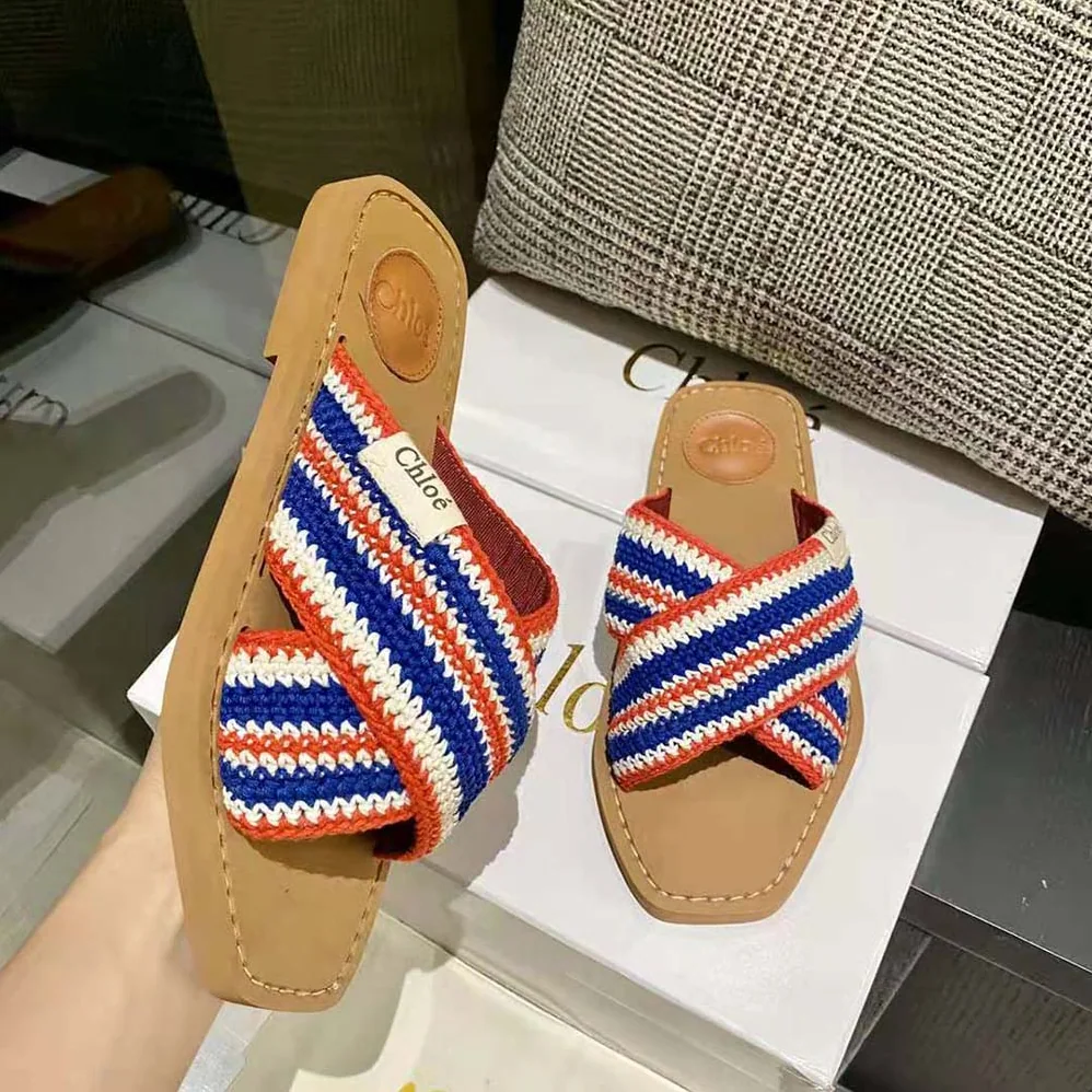 Chloe Woody Flat Mule for Women in Blue