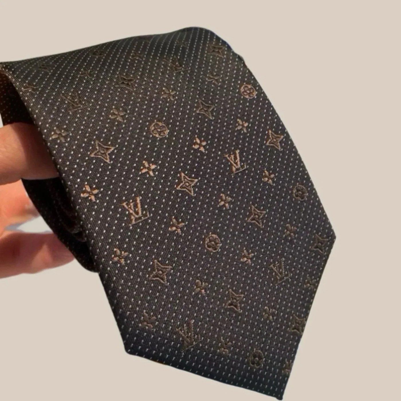 Louis Vuitton Monogram Silk Tie Deep Brown Louis Vuitton Monogram Silk Tie Deep Brown