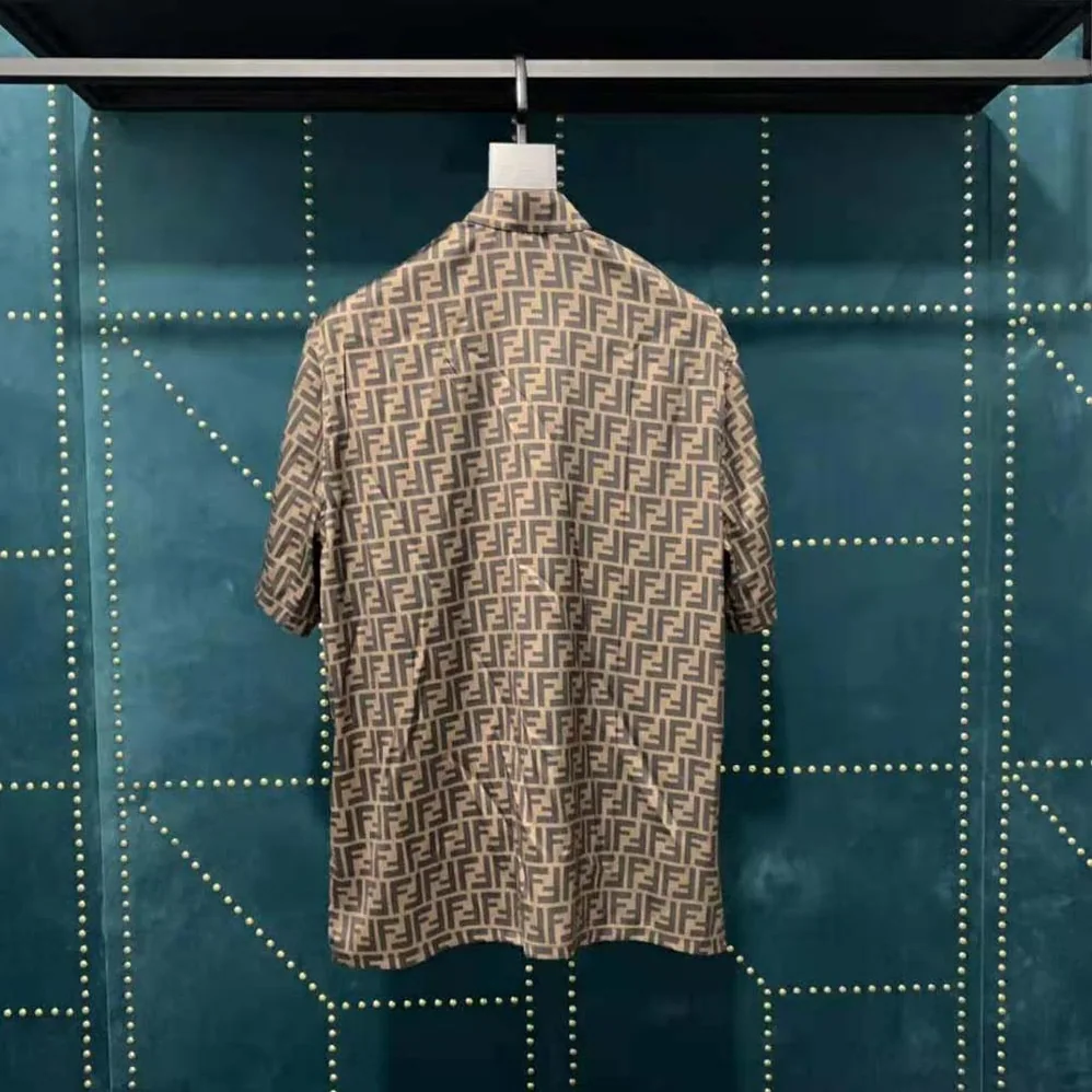Fendi Brown Silk Shirt with Italian-Style Collar and Short Sleeves for Women Fendi Brown Silk Shirt with Italian-Style Collar and Short Sleeves for Women