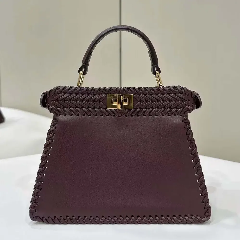 Fendi Peekaboo ISeeU Petite Maroon Padded Calfskin Leather Bag for Women