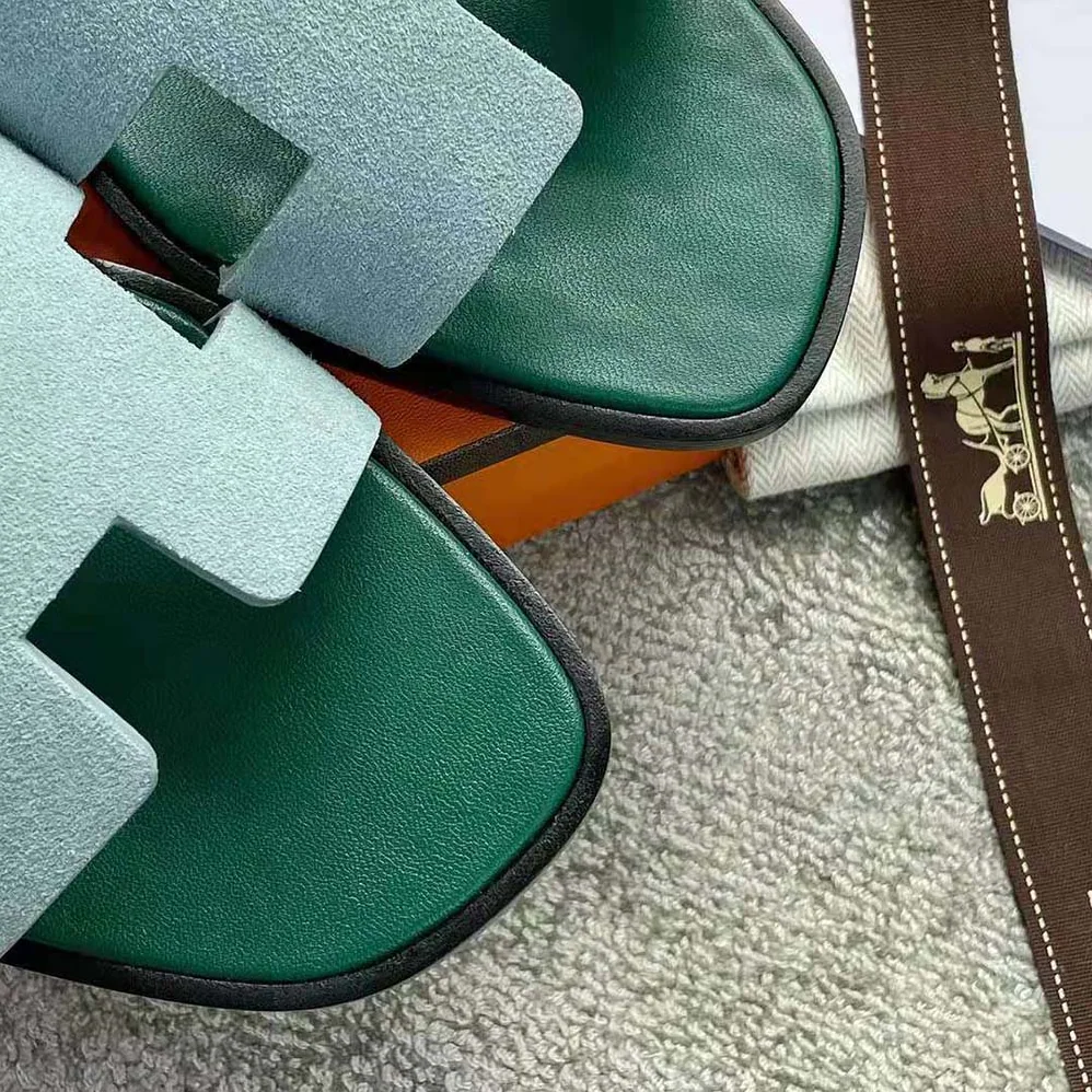 Hermes Oran Sandal in Suede Goatskin for Women in Blue Hermes Oran Sandal in Suede Goatskin for Women in Blue