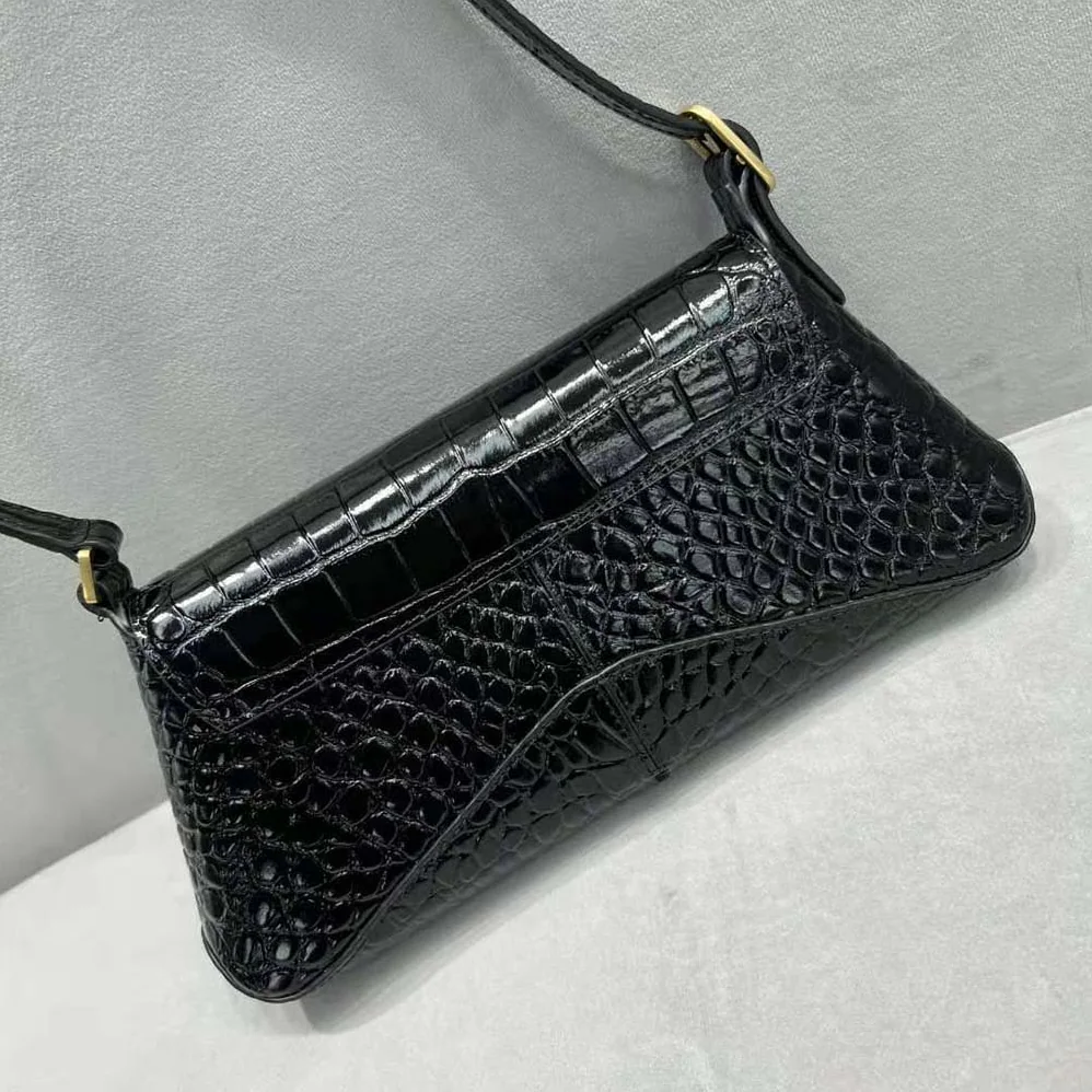 Balenciaga XX Small Flap Bag Crocodile Embossed in Black for Women Balenciaga XX Small Flap Bag Crocodile Embossed in Black for Women