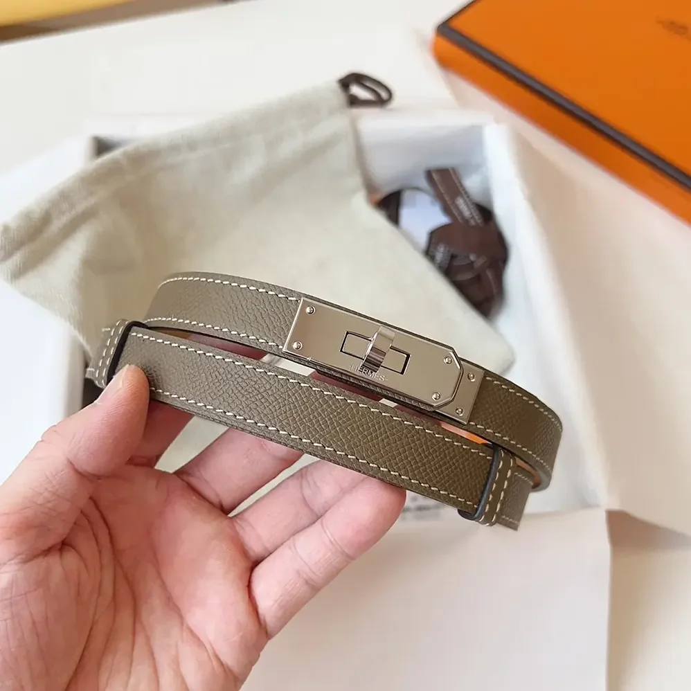 Hermes Kelly 18 Belt for Women in Grey