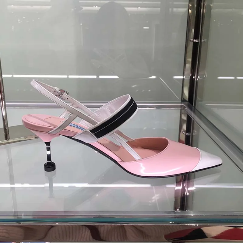 Prada Two-Tone Leather Slingbacks Shoes Pink for Women Prada Two-Tone Leather Slingbacks Shoes Pink for Women
