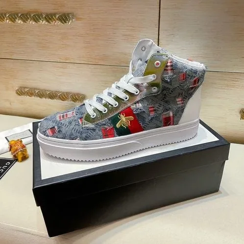 Gucci Basket Jean's High Top With Bee Sneaker Blue for Men Gucci Basket Jean's High Top With Bee Sneaker Blue for Men