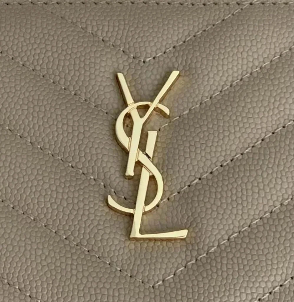 Saint Laurent YSL Monogram Zipped Card Case in Grain DE Poudre Embossed Leather for Women in Pink Saint Laurent YSL Monogram Zipped Card Case in Grain DE Poudre Embossed Leather for Women in Pink
