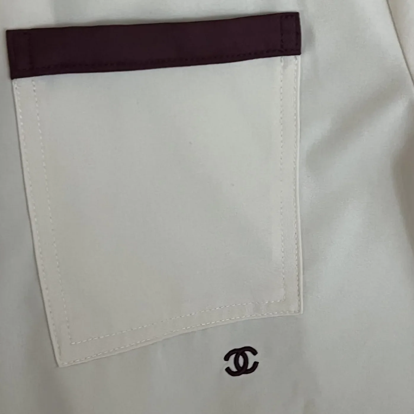 Chanel Button in Down Blouse White