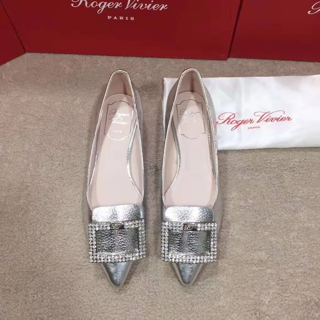 Roger Vivier Gommettine Strass Buckle Ballerinas for Women in Silver Roger Vivier Gommettine Strass Buckle Ballerinas for Women in Silver