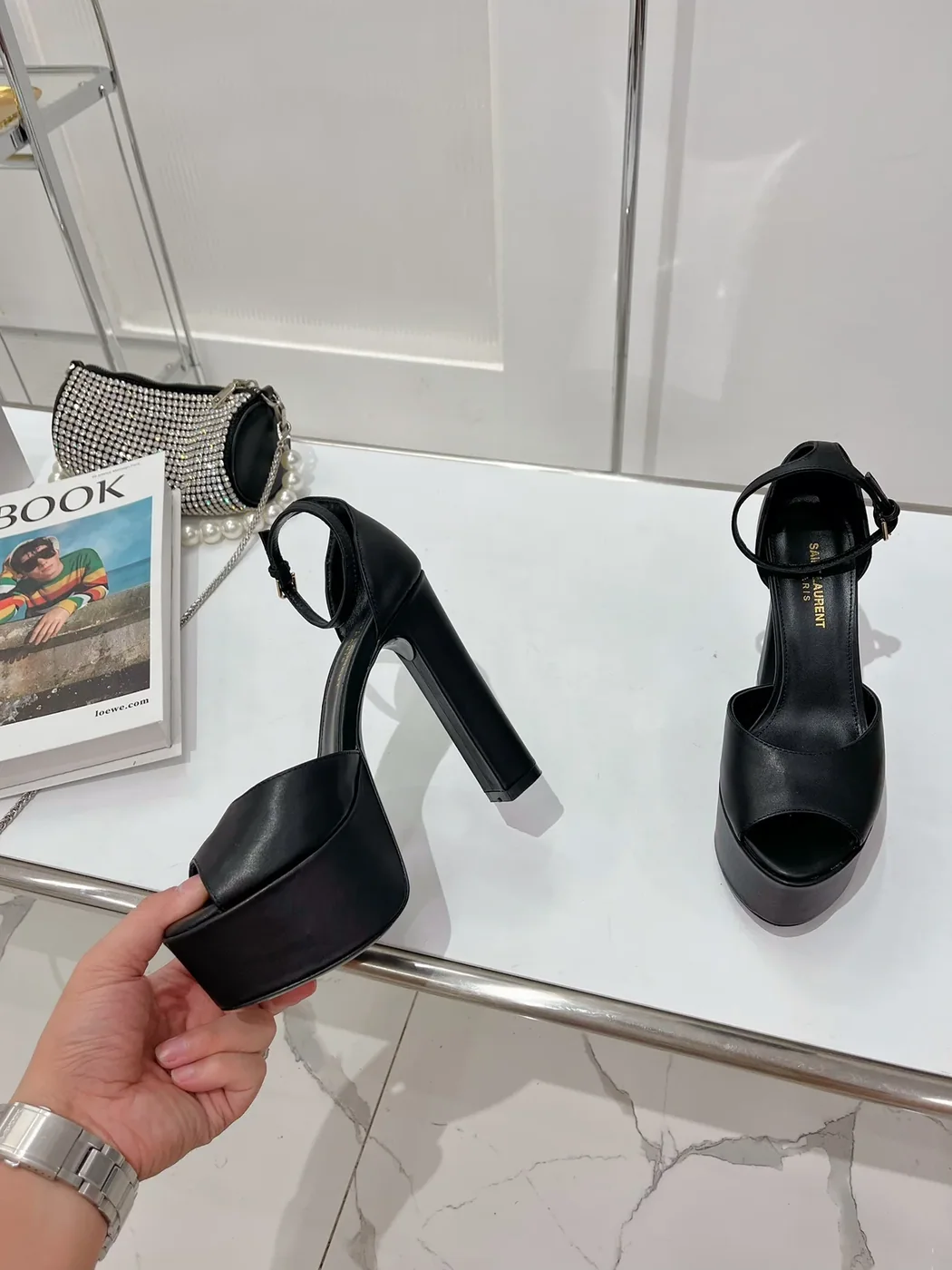 Saint Laurent Jodie Platform Sandals In Smooth Black Saint Laurent Jodie Platform Sandals In Smooth Black