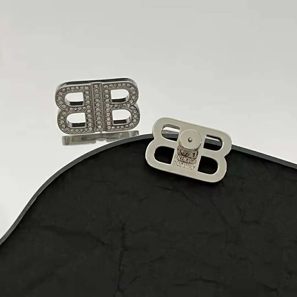 Balenciaga BB 2.0 XS Earrings in Silver Brass and Rhinestones for Women Balenciaga BB 2.0 XS Earrings in Silver Brass and Rhinestones for Women