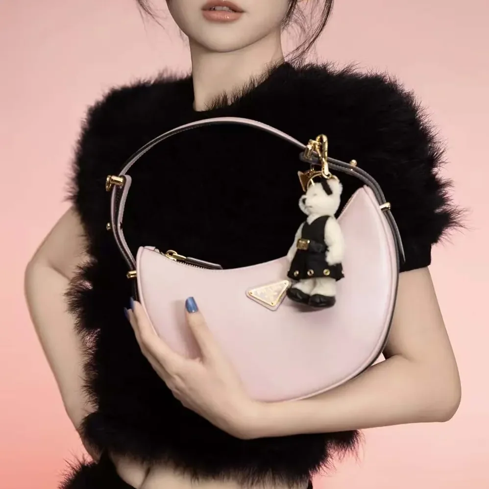 Prada Arqué Mini Leather Shoulder Bag for Women in Pink Prada Arqué Mini Leather Shoulder Bag for Women in Pink