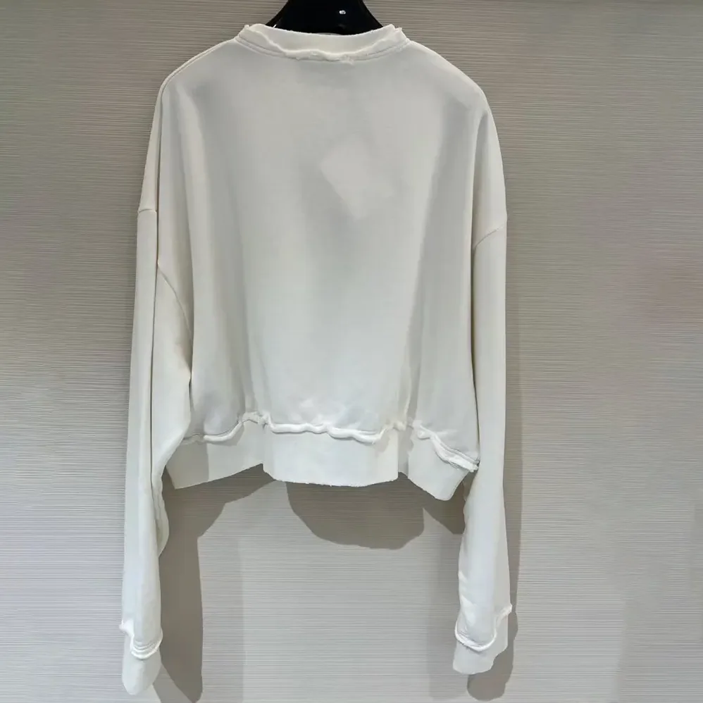 Miu Miu Logo-Embroidered Cotton Sweatshirt for Women in White Miu Miu Logo-Embroidered Cotton Sweatshirt for Women in White