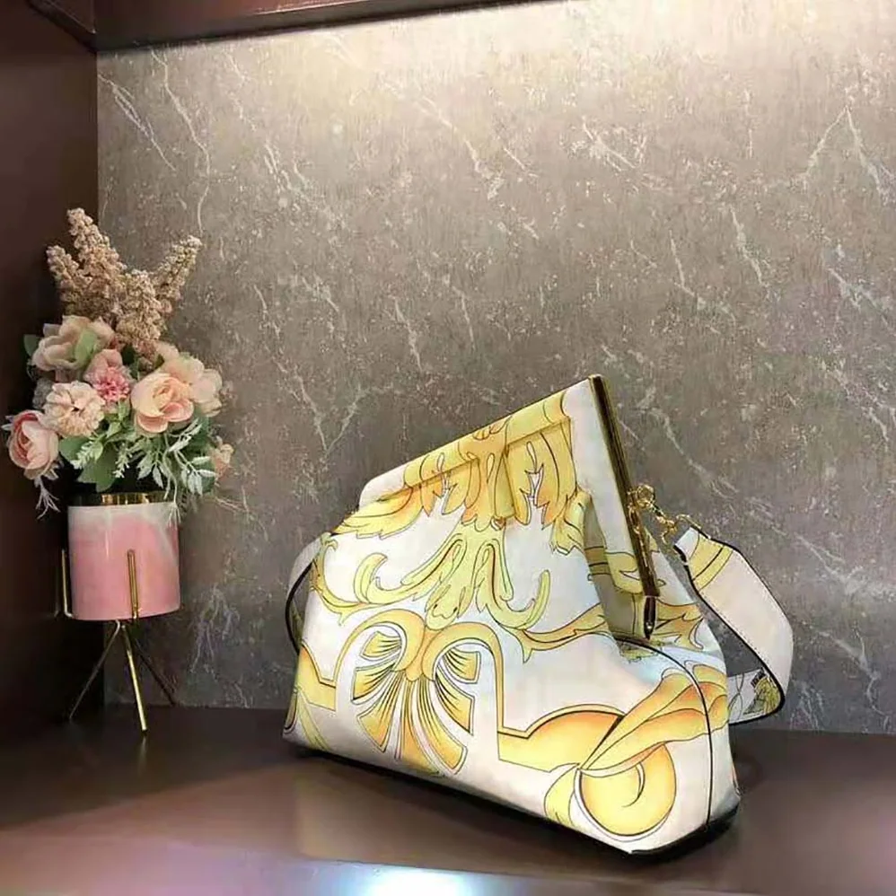 Fendi First Medium Fendace White Printed Silk Bag for Women