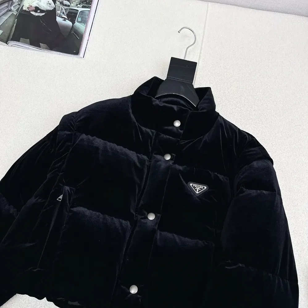 Prada Velvet Down Jacket for Women in Black