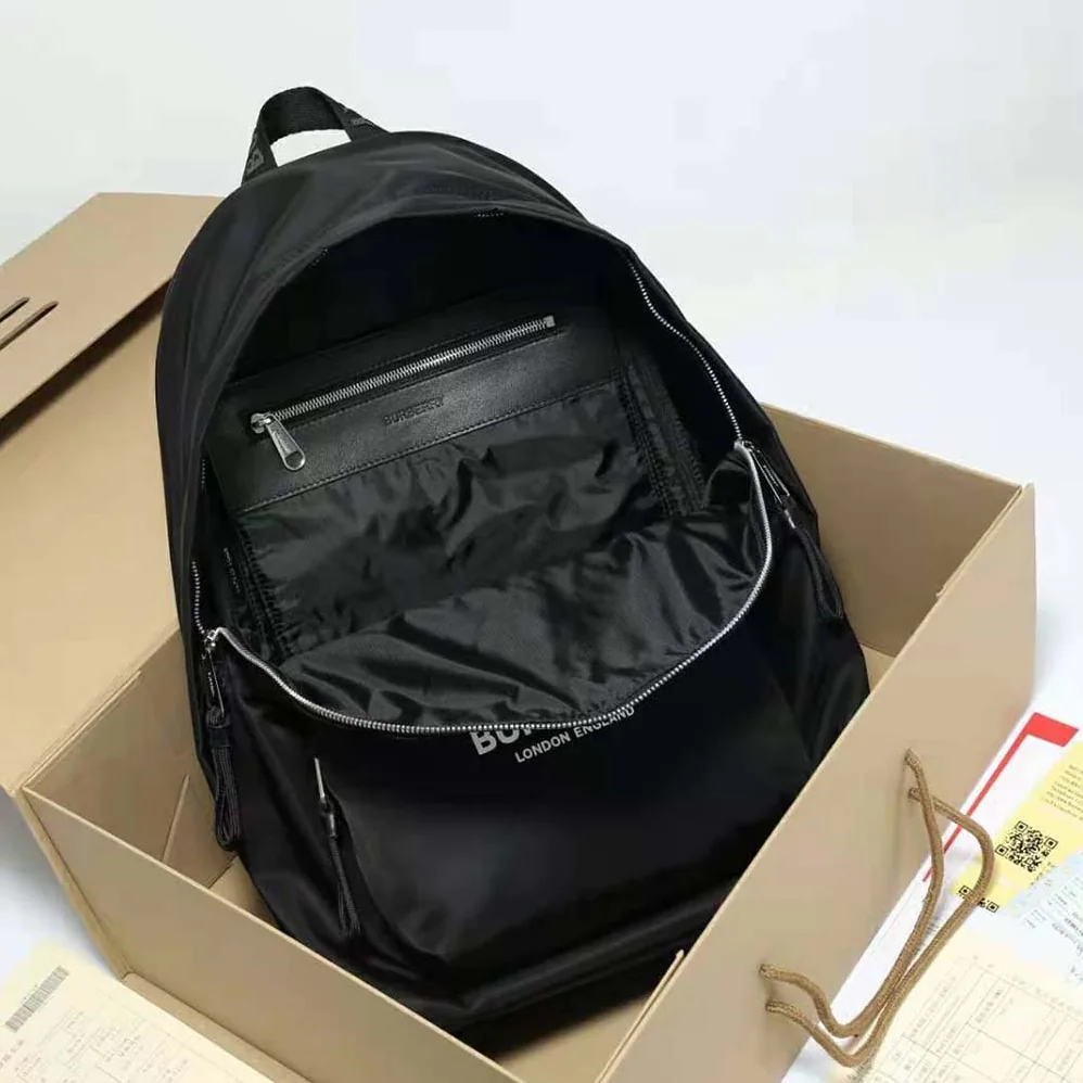 Burberry Logo Print ECONYL Backpack for Men in Black Burberry Logo Print ECONYL Backpack for Men in Black