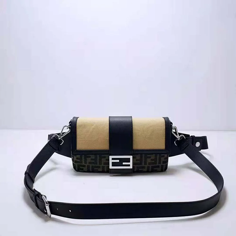 Fendi Baguette Brown Fabric Bag for Men in Black Fendi Baguette Brown Fabric Bag for Men in Black