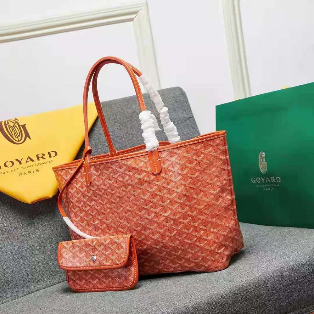 Goyard Sac Artois MM in Goyardine Canvas & Chevroches Calfskin for Women in Orange Goyard Sac Artois MM in Goyardine Canvas & Chevroches Calfskin for Women in Orange