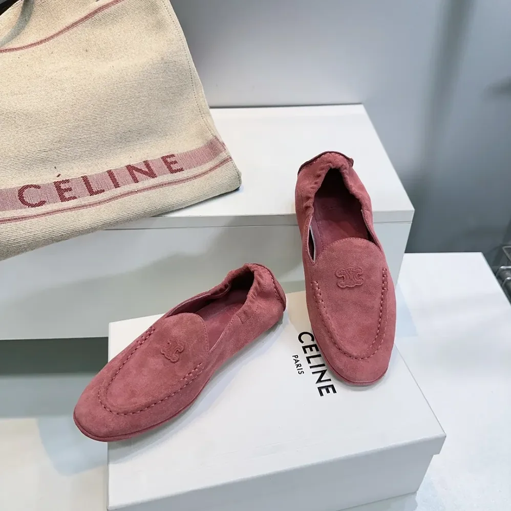 Celine Adam Loafer In Suede Calfskin for Unisex in Pink