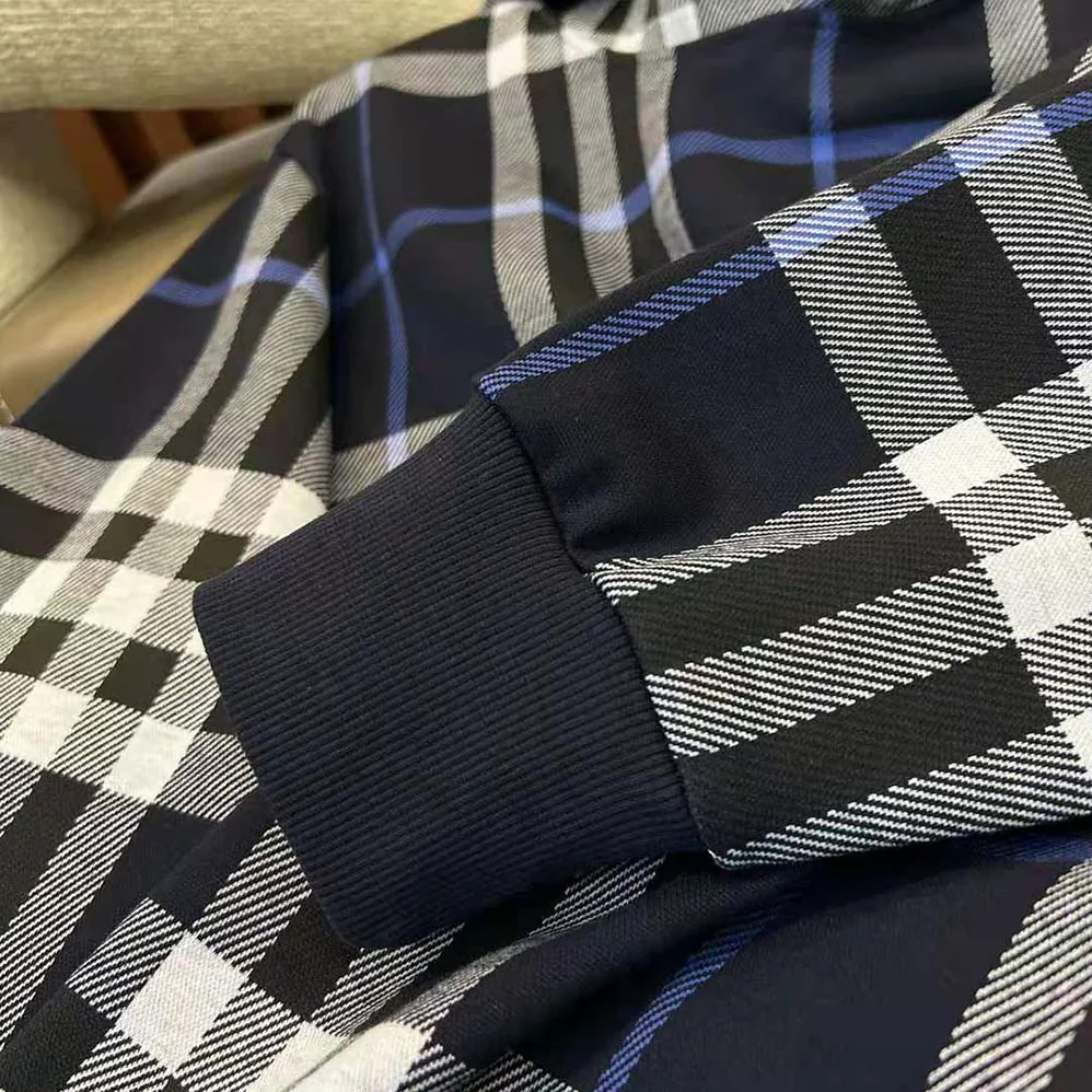 Burberry Check Cotton Jacquard Hoodie for Men in Blue