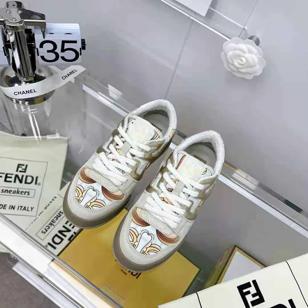Fendi Match Fendace Beige Suede Low for Unisex in Tops Fendi Match Fendace Beige Suede Low for Unisex in Tops