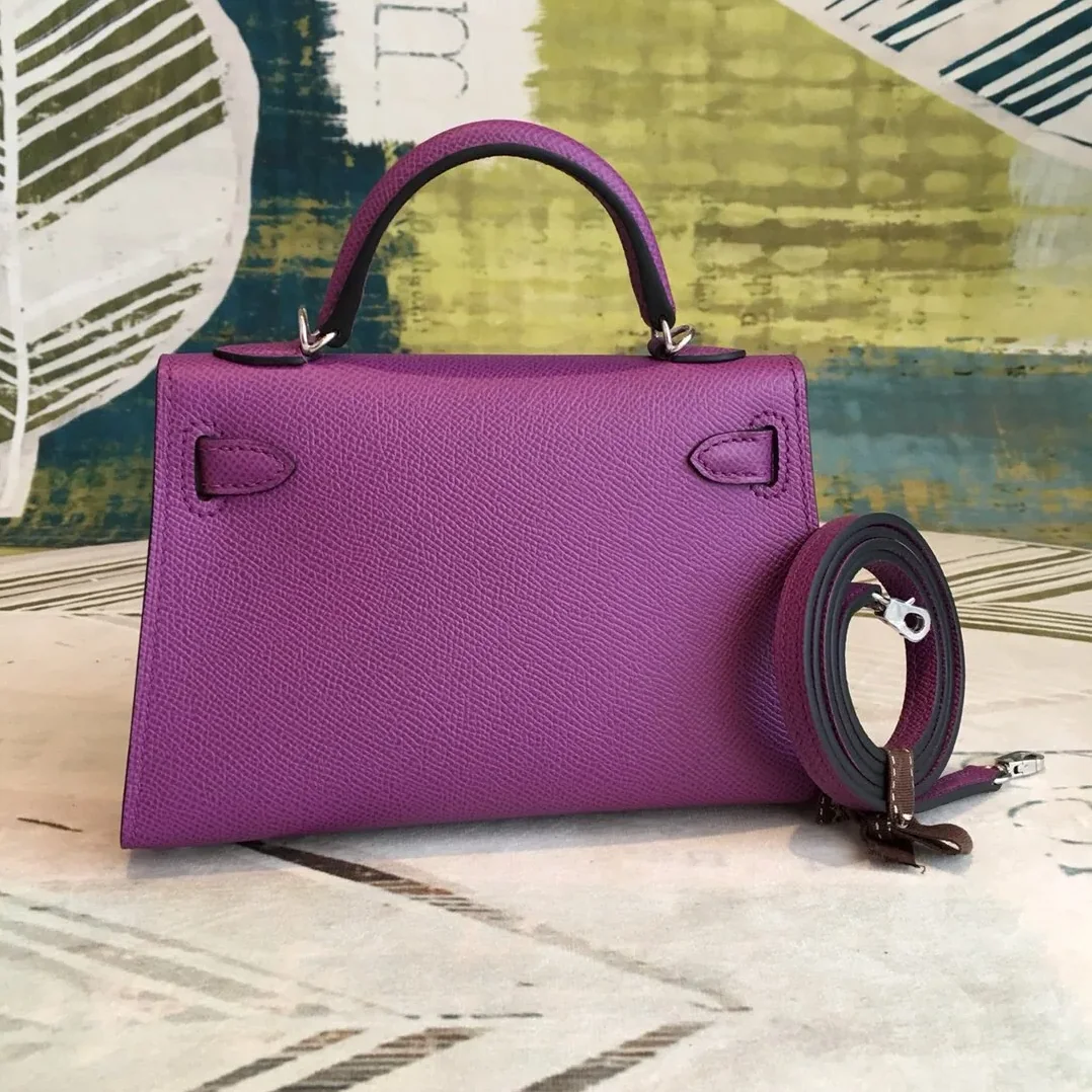 Hermes Mini Kelly Violet Silver Toned Hardware / Hermes Mini Kelly Violet Silver Toned Hardware /
