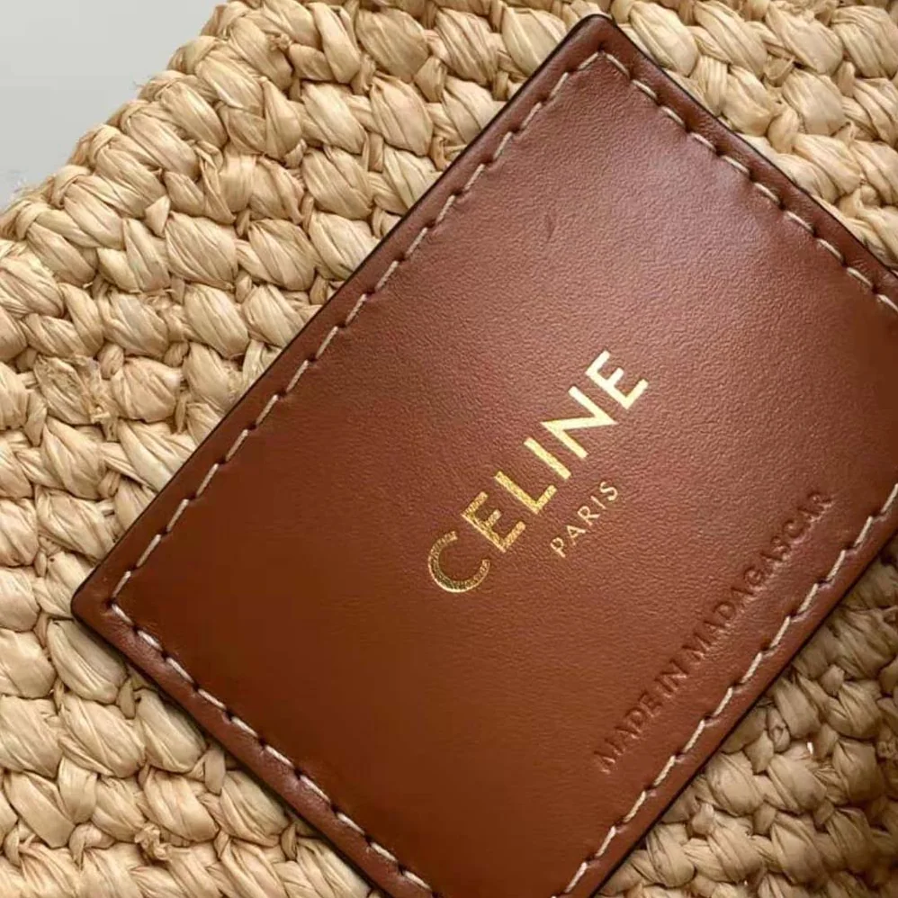 Celine Supple Small Triomphe Celine Classic Panier in Raffia and Calfskin for Women Celine Supple Small Triomphe Celine Classic Panier in Raffia and Calfskin for Women