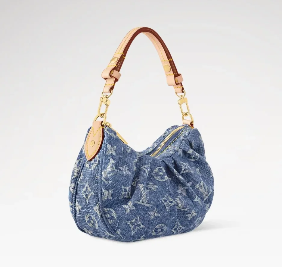 Louis Vuitton Pochette Valley Shoulder Bag in Denim Blue Gold Hardware