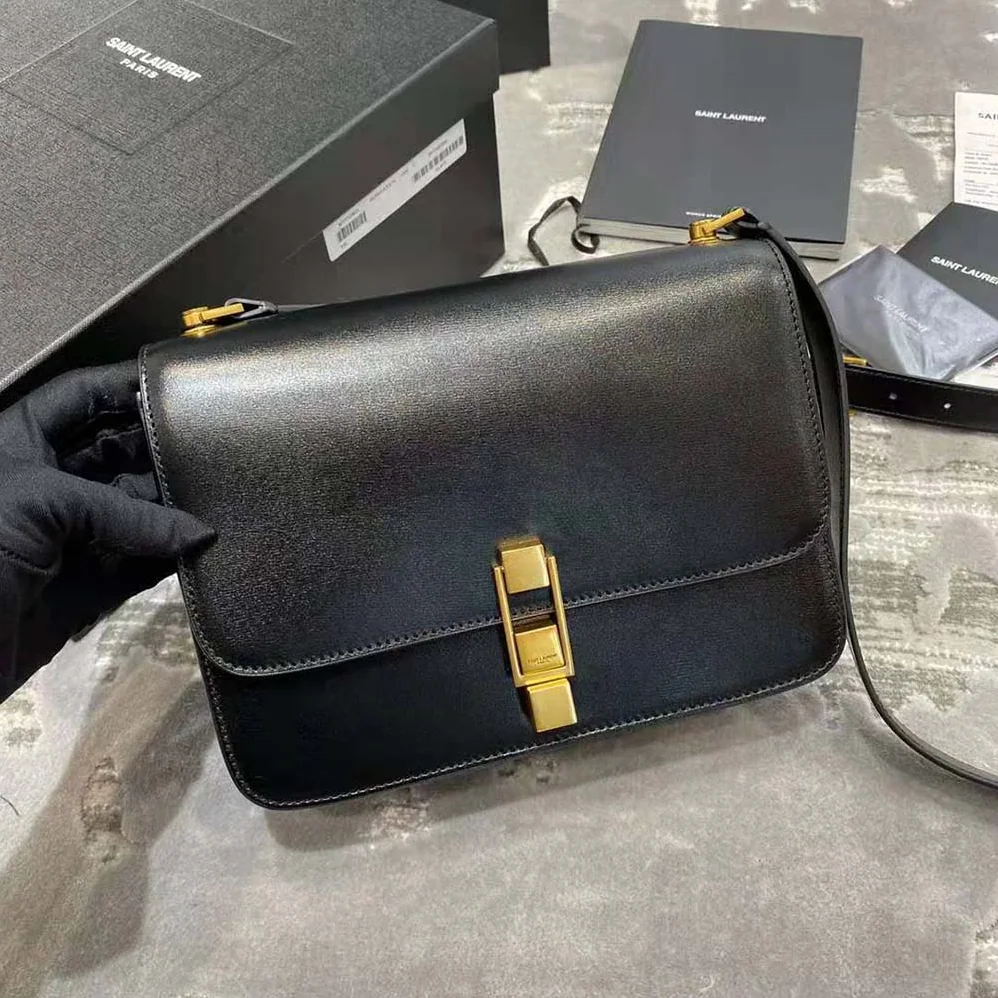 Saint Laurent YSL Le Carre Satchel in Box Saint Laurent Lleather for Women in Black