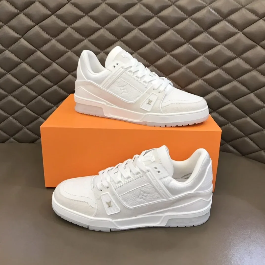 Louis Vuitton Trainer Sneaker Monogram Patent Canvas White Virgil Abloh LV 1A9G53 Louis Vuitton Trainer Sneaker Monogram Patent Canvas White Virgil Abloh LV 1A9G53