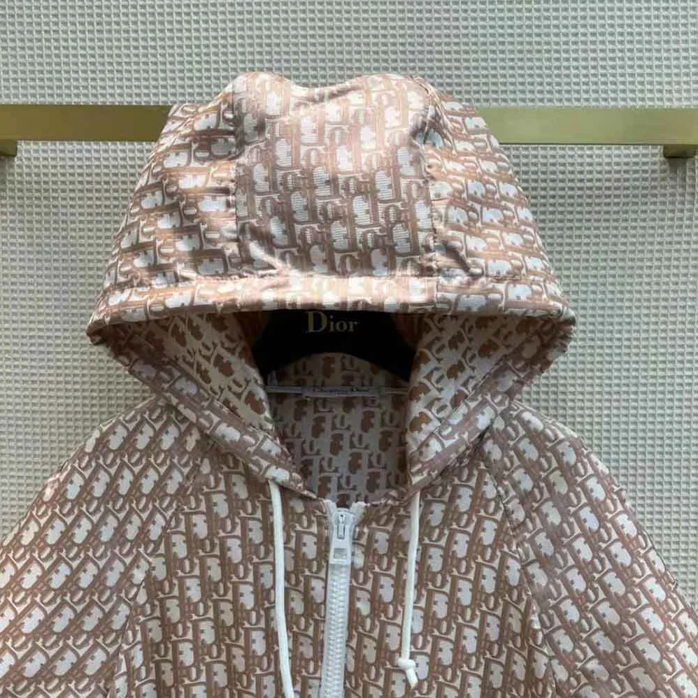 Dior Short Hooded Dress Rose Des Vents Technical Taffeta Jacquard for Women