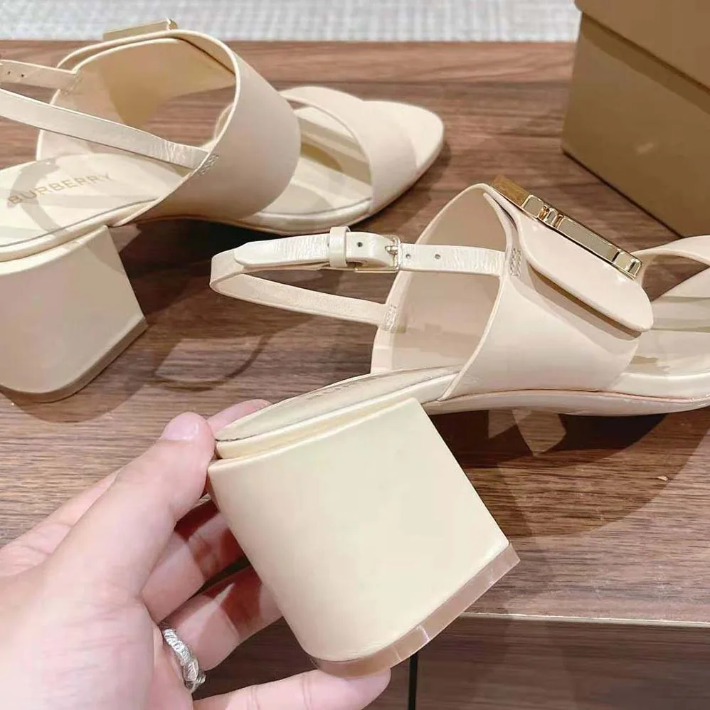 Burberry Monogram Motif Leather Sandals for Women in White Burberry Monogram Motif Leather Sandals for Women in White