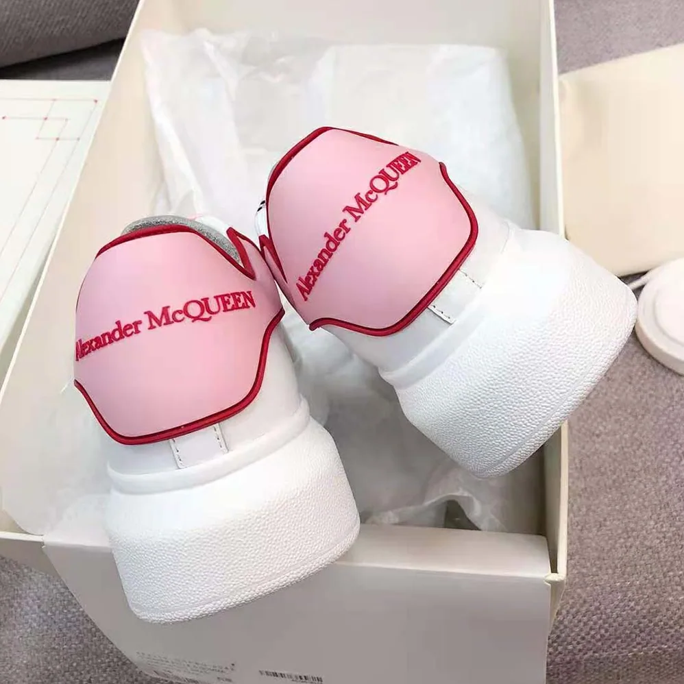 Alexander Mcqueen Oversized Sneaker White Smooth Calfskin Leather for Women in Pink