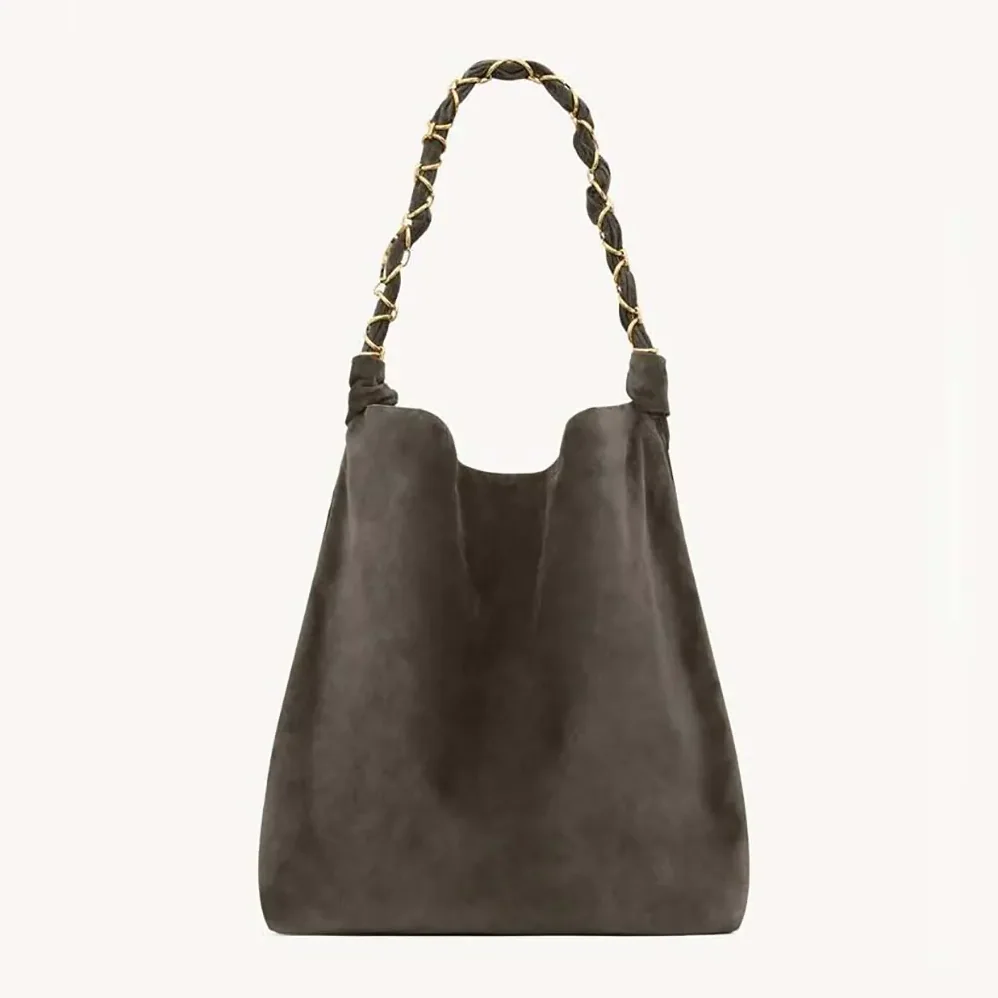 Saint Laurent YSL Amalia In Suede for Women in Gray Saint Laurent YSL Amalia In Suede for Women in Gray