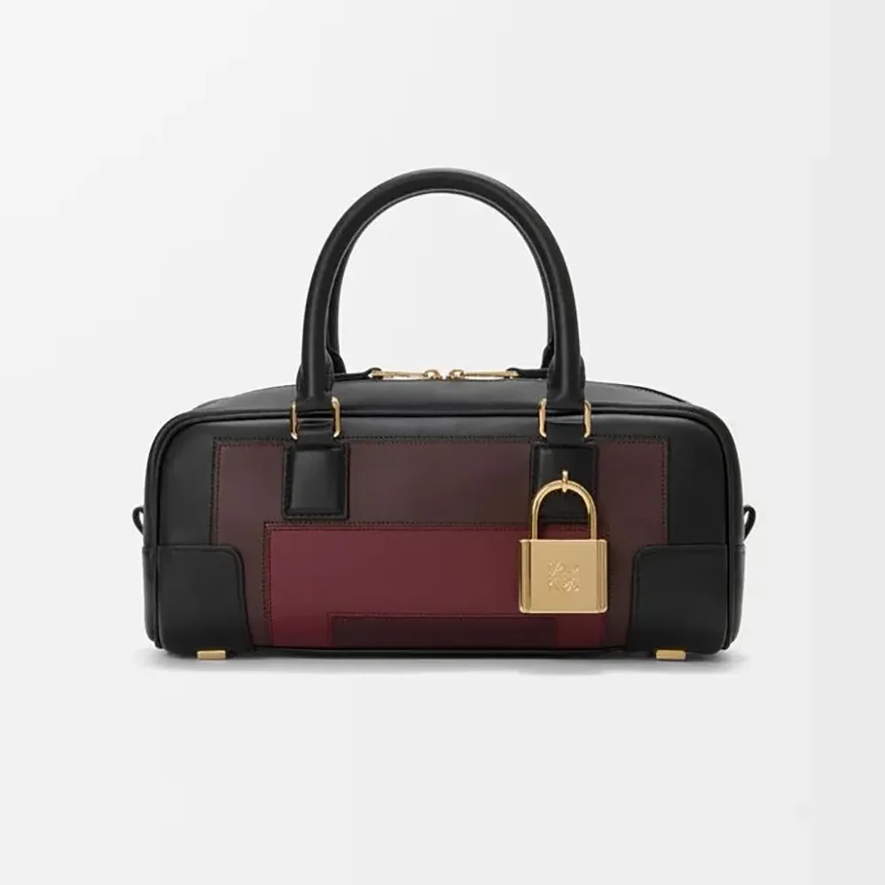 Loewe Amazona 23 Cropped Bag in Nappa Calfskin for Women in Black/Burgundy Loewe Amazona 23 Cropped Bag in Nappa Calfskin for Women in Black/Burgundy