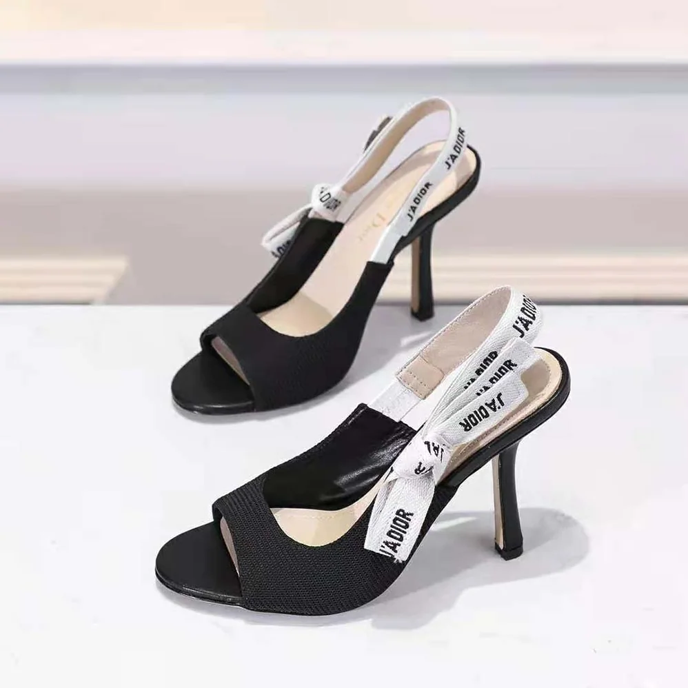 Dior J'adior Heeled Sandal Black Technical Fabric in 8.5cm Heel for Women