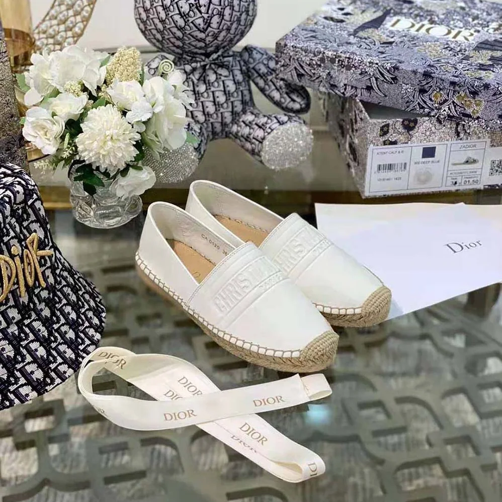 Dior Dior Granville Espadrille White Embossed Lambskin for Women Dior Dior Granville Espadrille White Embossed Lambskin for Women