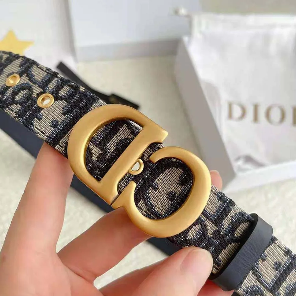 Dior 30 Montaigne Belt Blue Dior Oblique Jacquard 35 MM for Women Dior 30 Montaigne Belt Blue Dior Oblique Jacquard 35 MM for Women