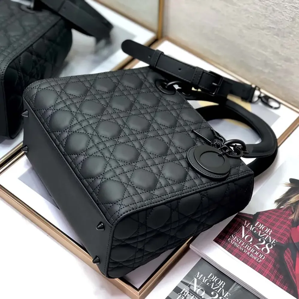 Dior Medium Lady Dior Bag Black Ultramatte Cannage Calfskin for Women Dior Medium Lady Dior Bag Black Ultramatte Cannage Calfskin for Women