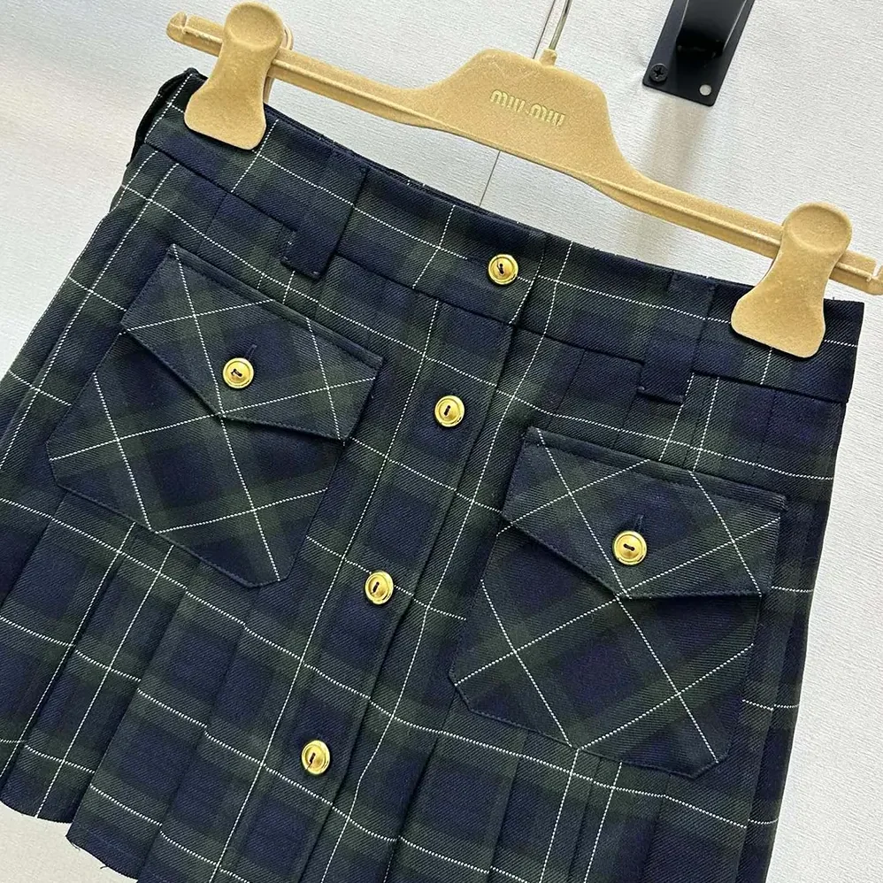 Miu Miu Pleated Tartan Miniskirt for Women