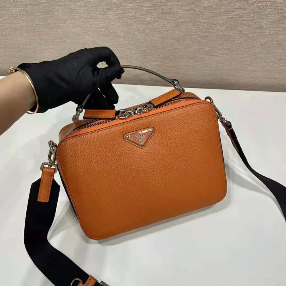 Prada Brique Saffiano Leather Bag for Men in Orange