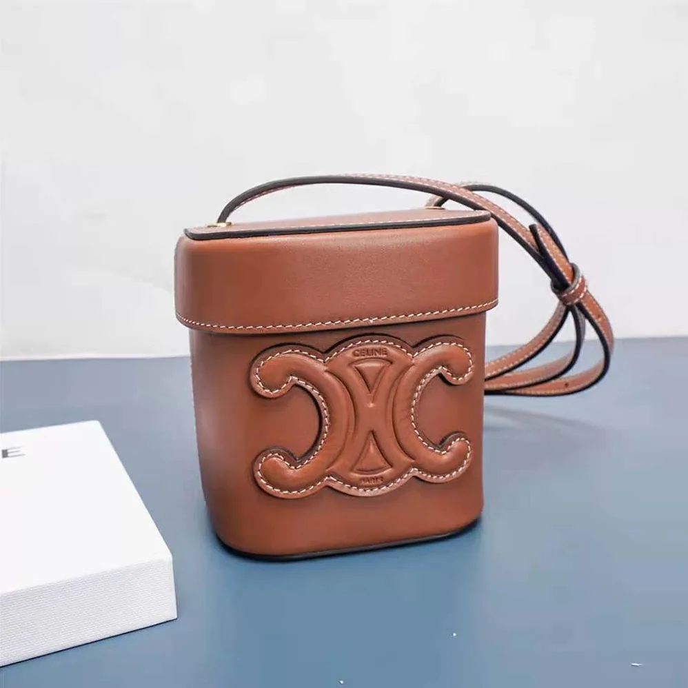 Celine Small Box Cuir Triomphe in Smooth Calfskin for Women in Brown