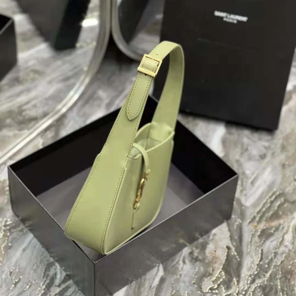 Saint Laurent YSL Le 5 A 7 Hobo Bag in Smooth Leather for Women in Green Saint Laurent YSL Le 5 A 7 Hobo Bag in Smooth Leather for Women in Green