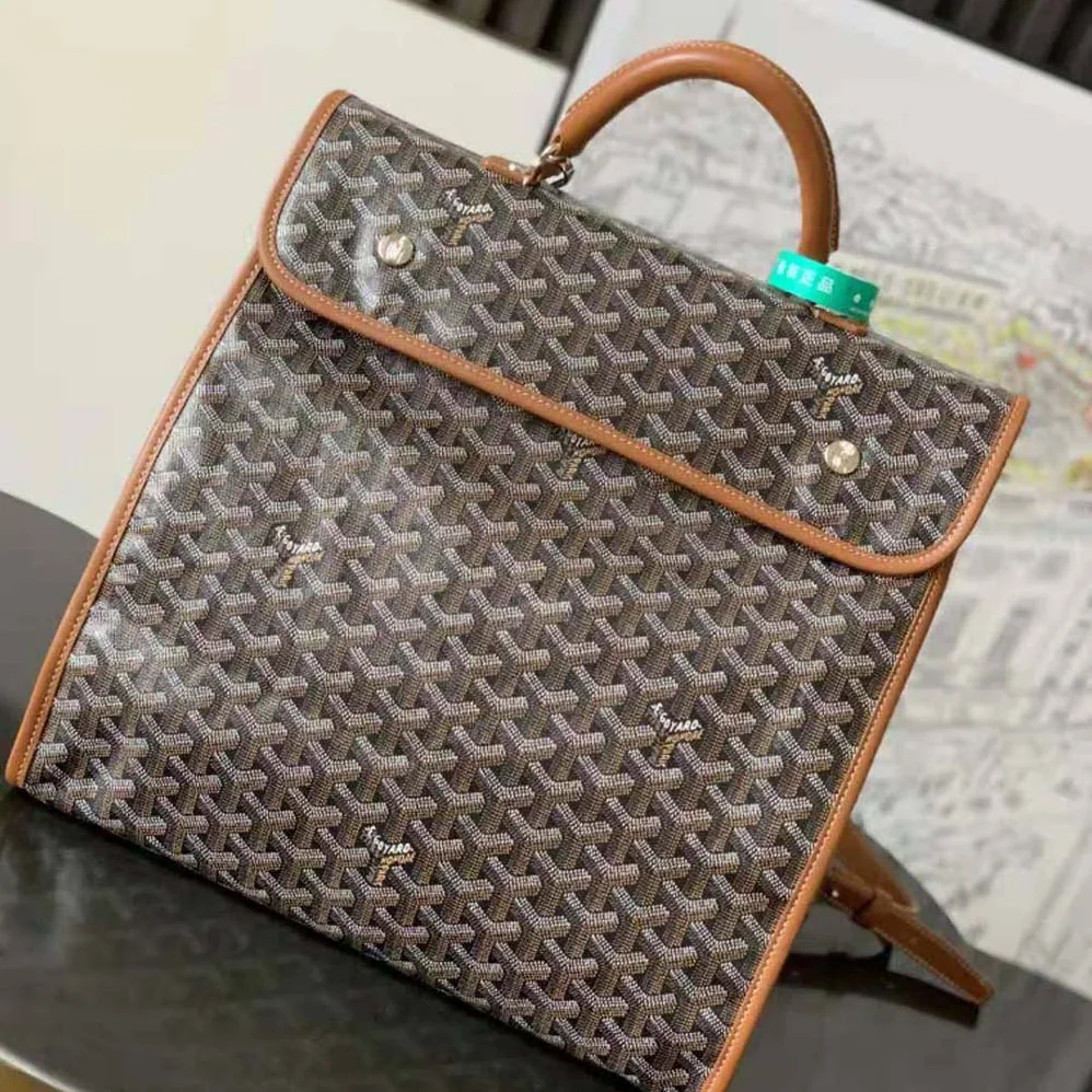 Goyard Saint Léger Backpack in Goyardine Canvas & Chevroches Calfskin for Women in Brown Goyard Saint Léger Backpack in Goyardine Canvas & Chevroches Calfskin for Women in Brown