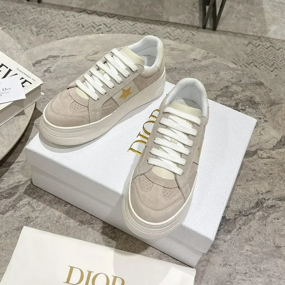 Dior Dior Star Platform Sneaker Light Beige Suede Calfskin for Women Dior Dior Star Platform Sneaker Light Beige Suede Calfskin for Women