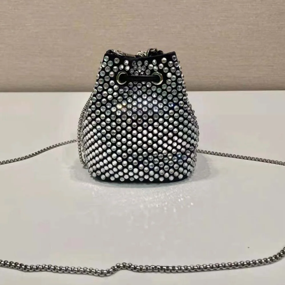 Prada Embellished Satin Mini-Pouch for Women in Black