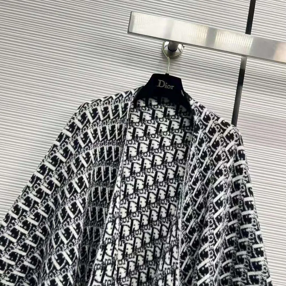 Dior Oblique Poncho Navy Blue Cashmere for Women Dior Oblique Poncho Navy Blue Cashmere for Women