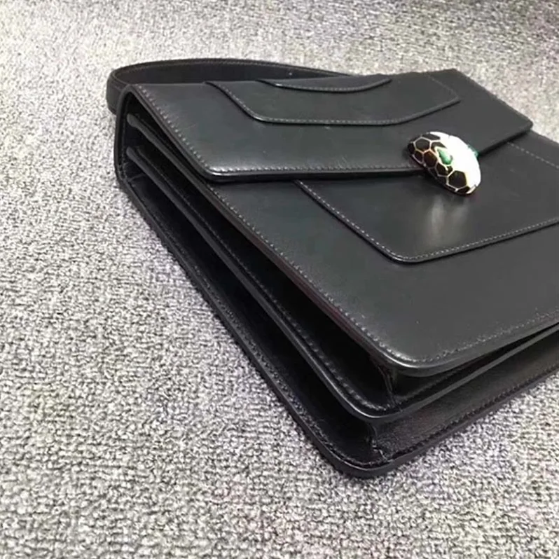 Bvlgari Large Flap Cover Bag “Serpenti Forever” in Calf for Women in Black Bvlgari Large Flap Cover Bag “Serpenti Forever” in Calf for Women in Black