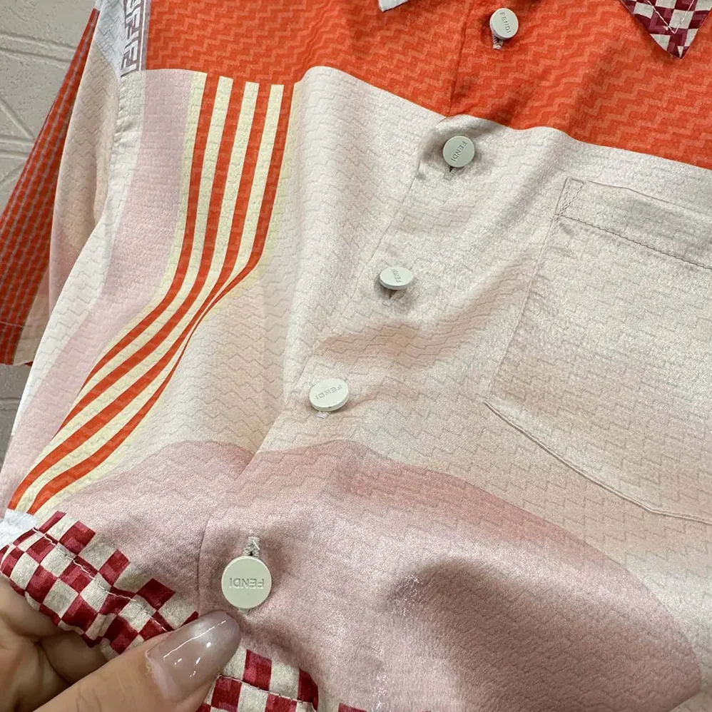 Fendi Pink Silk Shirt with Patchwork Print for Women Fendi Pink Silk Shirt with Patchwork Print for Women