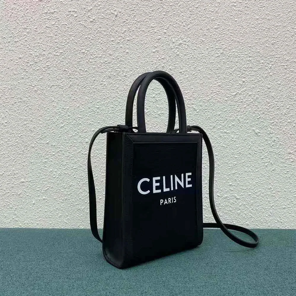 Celine Mini Vertical Cabas Celine in Textile with Celine Print and Calfskin for Women